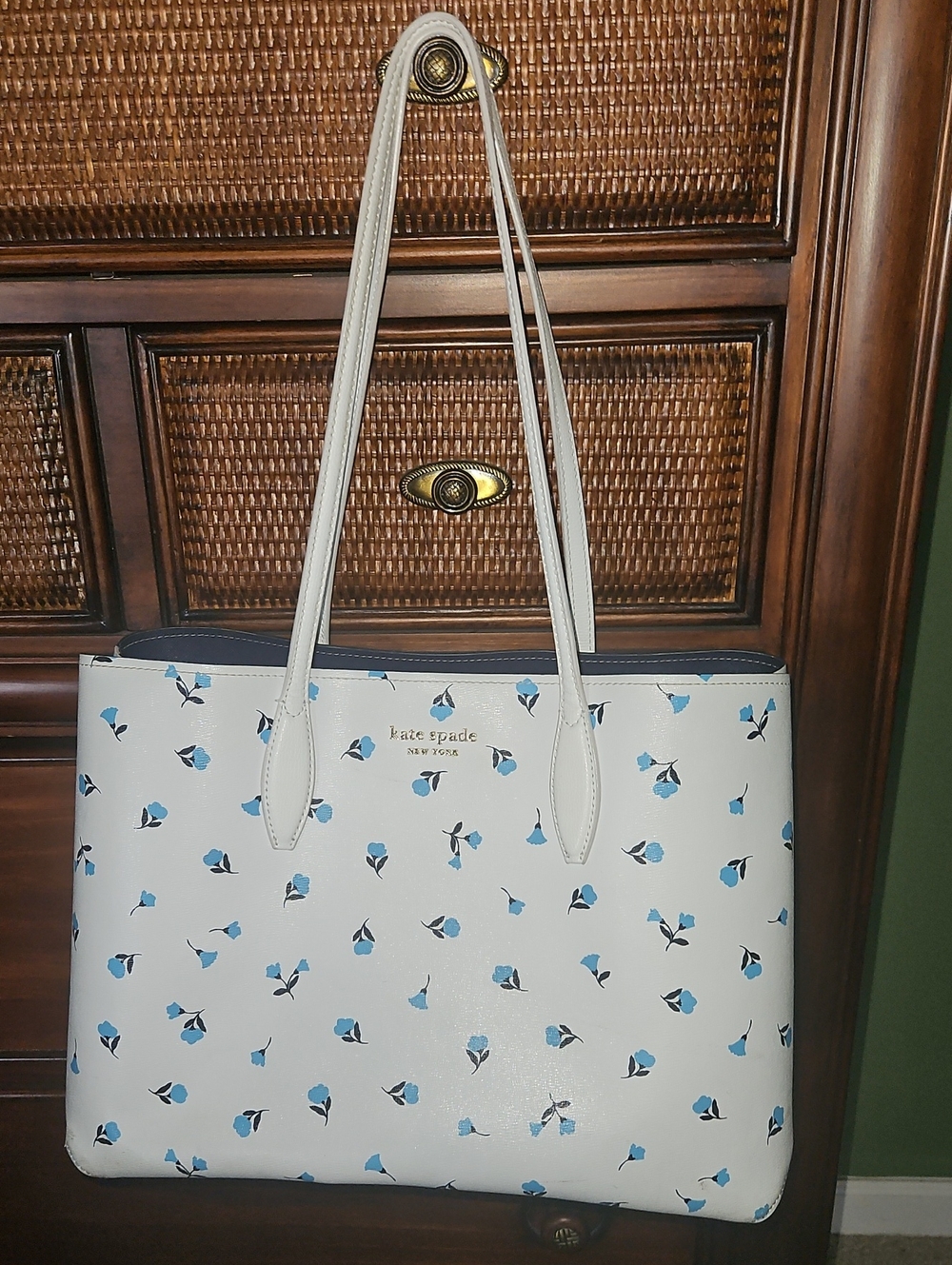 Kate spade White Tote with Blue Floral Print